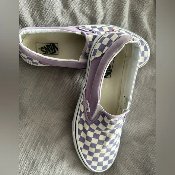 Vans Lavender and Cream Checkered Slip-Ons - Picture 4 of 7